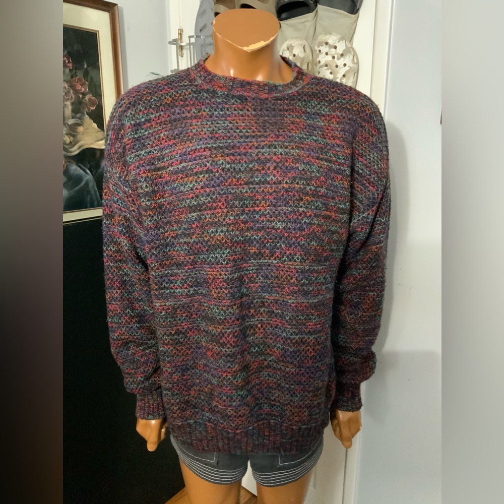 Vintage Bellagio Italy Multicolored 3D Artsy Crewneck Pullover Sweater - Picture 5 of 9